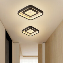 烛影 LED过道灯走廊灯吸顶灯灯北欧简约大气玄关灯衣帽间灯具 方黑 20cm/三色 调光 明装