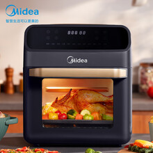 美的（Midea）空气炸锅 12L容量家用智能无油低脂不粘易清洗 可视电炸电烤锅KZ120Q7-40 12L可视l智能触屏黑灰