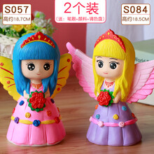 商城同款儿童涂色玩具2个装石膏娃娃涂颜色搪胶存钱罐彩绘白胚手工diy制作 柠檬黄 2个装送颜料笔刷