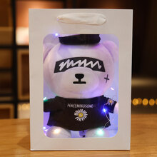 权志龙GD同款小熊公仔小雏菊潮牌熊毛绒玩具布娃娃女孩睡觉安抚陪睡玩偶送男女朋友情人节礼物 电眼款+彩袋+灯 55cm