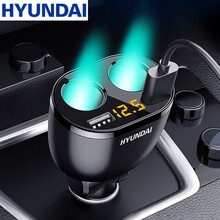 现代（HYUNDAI）车载充电器一拖三闪充点充烟器转换插头一拖二带线快充双拓展口HY-16 一拖三闪充