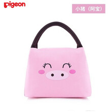 【特价】贝亲日本卡通饭盒帆布手提包妈咪包奶瓶袋尿片袋宝宝零食便当包便携收纳袋小宝宝婴儿装东西用的便捷 小猪阿宝