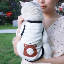 猫衣服春夏款透气网格背心夏天狗狗薄款无袖猫咪防脱夏装宠物服装 卡通小熊 L胸43背33cm建议7-9斤