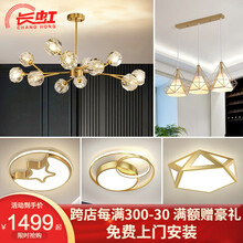 【包安装】长虹后现代吊灯轻奢艺术餐厅卧室客厅灯创意分子水晶玻璃魔豆吊灯北欧简约风格灯具 套餐2三房两厅（12头经济款）