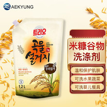 爱敬洗洁精洗涤剂家庭装食品级果蔬餐具奶瓶去油污温和易冲洗中性不伤手除垢去异味韩国进口 米糠洗洁精替换装1.2L