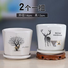 八个随机花盆陶瓷批发清仓带托盘特大号绿萝吊兰室内肉肉创意简约多肉植物花盆桌面阳台小多肉花盆栽 209+339（两个中号） 小