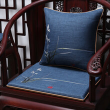 2021新款圈椅坐垫新中式沙发坐垫椅垫实木家具餐椅垫子圈椅官帽椅座椅乳胶红木茶椅 君子兰-鸽蓝色 椅垫：38*45*3cm