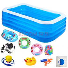 儿童充气游泳池婴儿游泳池加厚室内外家用超大戏水池小孩洗澡水池 1.3米豪华套装3层