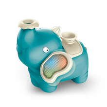 萌趣电动喷雾吹球小象造型玩具车卡通万向灯光音乐悬浮球儿童玩具 喷雾音乐吹球车-蓝绿色-小象标配