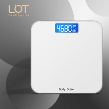 LOT电子秤充电款精准体重秤家用小成人体秤男女生宿舍小型高精度电子称重计  LCD-雪山白充电款