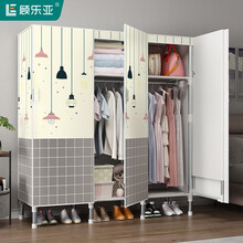 顾乐亚 布衣柜【开门款】简易衣柜加粗加固加厚牛津布收纳架单人双人出租房用钢架布艺衣橱 【宽125cm-三开门】星星点灯
