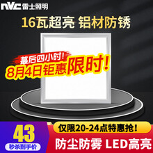 雷士照明（NVC） 铝扣板平板灯 集成吊顶灯厨卫灯面板灯 防潮防油厨房灯 led照明厨卫吸顶灯 【雾银】16瓦 正白光 300*300*30