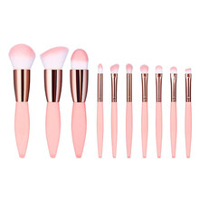 阿萄初学者化妆刷套装纤维毛化妆工具眼影刷眉刷腮红散粉刷化妆刷套装 10件套粉红色