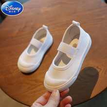 迪士尼（Disney）2021新款儿童帆布鞋幼儿园室内鞋校园指定小白鞋男女宝宝童鞋 C08-1白色 21