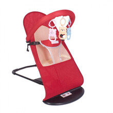 楚歌质优品 哄娃神器儿童躺椅哄娃睡神器儿童摇椅宝宝摇篮椅可躺可坐可以折叠 红色双网+四季通用 加玩具支架(包括三个玩具)