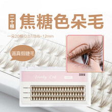 Y 假睫毛分段式下睫毛B卷翘柔软自嫁接种植单株假睫毛0.07水貂绒丝20P混血棕焦糖色朵毛 11mm