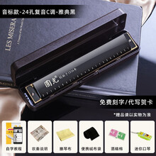 国光口琴24孔复音C调初学者成人学生入门重音专业演奏级乐器 【音标款】24孔复音C调+雅典黑