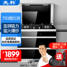 先科集成灶蒸烤一体家用燃气灶油烟机消毒柜侧吸下排式自动清洗智能体感变频电机大火力环保灶一体灶 750实用款（不安装） 液化气