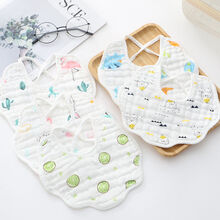 【3/5/8宝宝棉系绳花瓣小围嘴新生儿八层纱布印花口水巾三角巾 绑带【3条装】 男宝宝