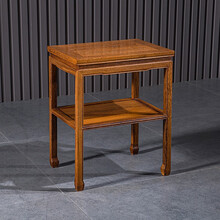 承古堂红木家具非洲鸡翅木（学名：非洲崖豆木）功夫小茶几边桌中式实木仿古小茶桌双层茶几泡茶台阳台休闲 勾腿双层茶几：长48*宽36*高62cm