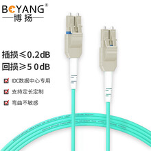 博扬 OM3万兆铠装光纤跳线LC-LC 10米 多模尾纤 一管双芯Uniboot 室内抗拉压防鼠咬光纤线BY-1055KM-1-OM3