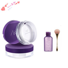 AKF散粉10g防水防汗自然控油不易脱妆定妆粉遮瑕蜜粉饼学生女O.TWO.O 米白色 散粉+刷子+卸妆水