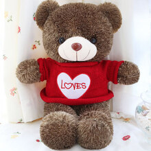 HELIWAYSET【品质保证】抱抱熊公仔大号泰迪熊猫布娃娃大狗熊毛绒玩具可爱大熊玩偶女生 大红毛衣绣LOVE 直角量1米（时尚小号）