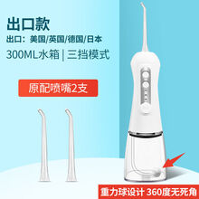 电动冲牙器洗牙神器便携式家用洗牙器去牙结石牙垢智能正畸水牙线 300ML出口款白+2喷头