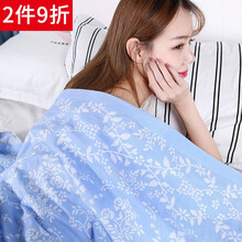 沐凡 毛巾被 纯棉纱布单人双人夏季毛毯新生儿童宝宝婴儿盖毯轻薄透气空调被午睡毛巾毯子学生 蓝色 150*200cm