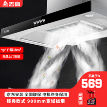 志高（CHIGO）油烟机欧式智能体感烟机抽油烟机灶具套装吸油烟机家用顶吸式吸烟机燃气灶煤气灶烟灶套装 欧式T型烟机095A【900宽域拢烟大吸力包安装】