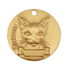 黄铜浮雕猫牌狗牌定制刻字狗狗饰品身份牌猫咪铭牌挂牌猫项圈脖圈 暹罗猫