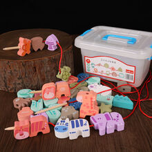 婴幼儿童串珠玩具力动脑数字积木宝宝早教1岁半2-3小男孩女孩 43粒(动物+海洋)