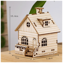 曲漾 音乐盒手摇八音盒diy六一儿童节拼装木质手工女生生日礼物女实用 diy发条别墅 音乐