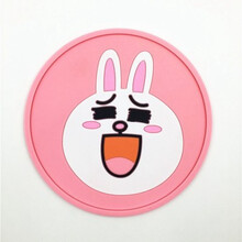 21新款汽车防滑垫车用内硅胶耐高温车载仪表中控台香水摆件手机置物垫子 粉兔-圆形(直径18cm)