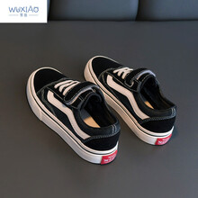 雾绡高端儿童帆布鞋春夏新款童装儿童帆布鞋男童鞋子新品女童透气板鞋中大童运动鞋网面防滑鞋F29 黑色布面 25