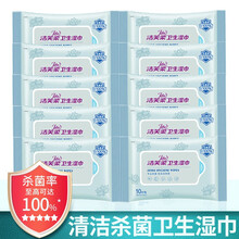洁芙柔（JIFRO）卫生湿巾 家庭杀菌抑菌宝宝玩具无香便捷装 不粘手10片/包 10片*10包