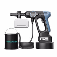 Boodain德国 洗车机家用无线锂电高压清洗机 无刷电机便携手持电动水枪神器商用刷洗车泵套装 T1深邃蓝双电
