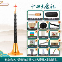 乌木唢呐成人初学者全套D调入门民族大小号红白喜事喇叭 乌木A调金色碗+14大