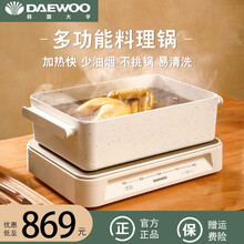 韩国大宇（DAEWOO）多功能锅网红料理锅 家用电火锅一体锅电烤肉火锅电烤锅家用电烤炉 白色 标配
