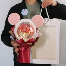 满天星干花手捧花束成品送女生闺蜜520情人节创意生日发光的礼物SN2585 甜蜜红.粉米老鼠.长35cm