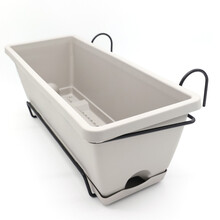 寿禾 壁挂花盆长方形霍伦种菜盆蔬菜盆带盆托阳台养花常用菜盆 米白色霍伦盆【含支架】1个