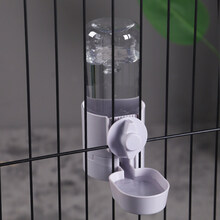 hoopet猫碗自动喂食器狗盆自动饮水器猫食盆猫盘喂水神器悬挂水壶挂笼子宠物用品 典雅灰-饮水器500ml