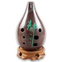 满口埙十孔10孔陶埙古埙土梁吐良埙书法刻字乐器E F G调追乐熏勋 满口埙F调 绿色字 右起