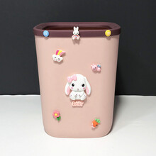 垃圾桶家用卡通 北欧ins风垃圾桶家用客厅卡通创意网红大号可爱少女卧室纸篓 萌兔款