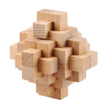 鲁班锁四方锁孔明锁高难度榫卯单个诸葛锁圆球形木质益智力玩具 榉木24根锁