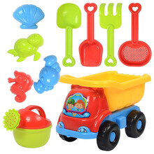 乐欣荣 儿童沙滩玩具套装宝宝戏水玩沙工具大号挖沙铲子桶亲子互动益智游戏沙子沙漏挖土沙滩车 沙滩玩具【小车10件套】