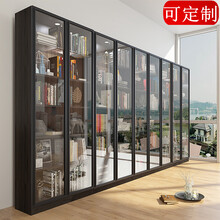 办公室书柜书架 简约现代实木轻奢书柜北欧书架带玻璃门展示柜办公书橱饰品柜定制 虎雀（HUQUE） 多层板6门长270*33*210 0.8-1米宽