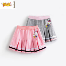 擒旗轻奢品牌高端品质童装半身群夏季新款女童纯棉裙裤女孩宝宝针织百褶半身裙G9 粉红独角兽 100cm