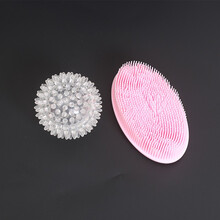 触觉刷子儿童脱敏感统训练器材硅胶抚触刷按摩剖腹产宝宝婴儿早教沐浴刷 粉色刷+软球