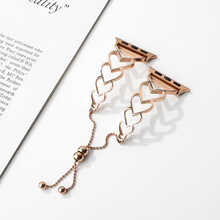 炫戴苹果手表5表带iwatch6SE手表时尚潮流爱心金属表链Apple Watch4代3代替换带 玫金（玫金） 38/40mm适用心形表带